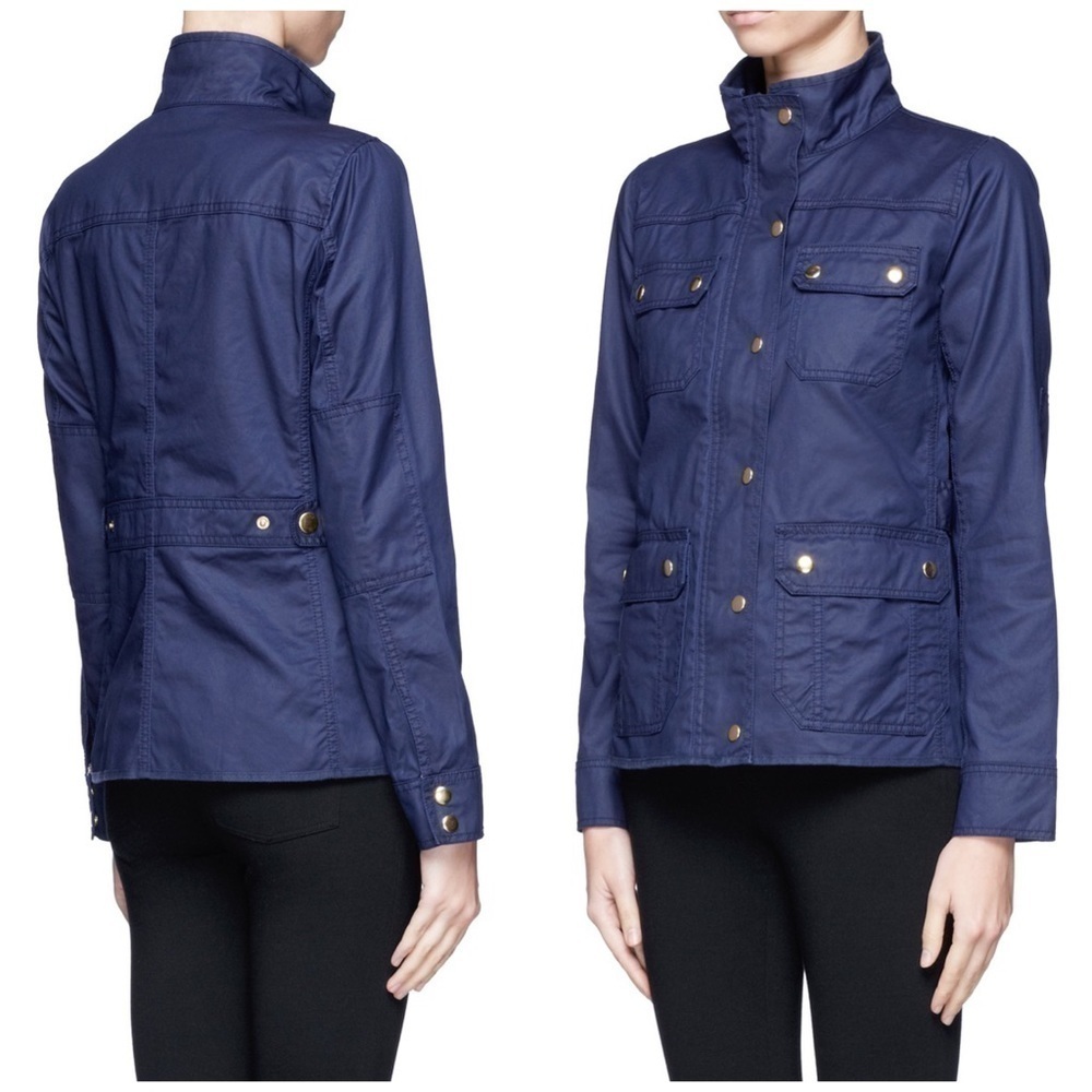 J. Crew Women’s Downtown Field Jacket in Blue Cotton Small Classic Nautical